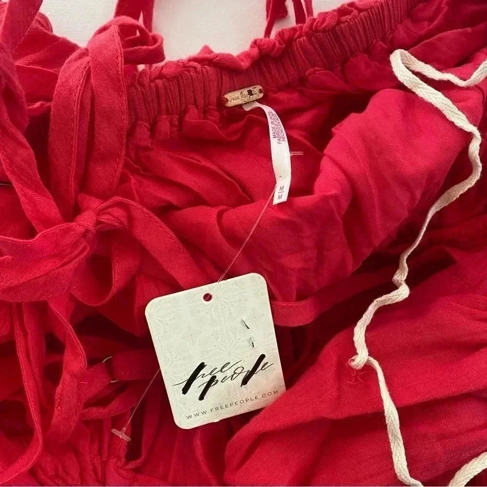 NWT Free People Taking Sides Maxi Dress in Red Roses Medium
